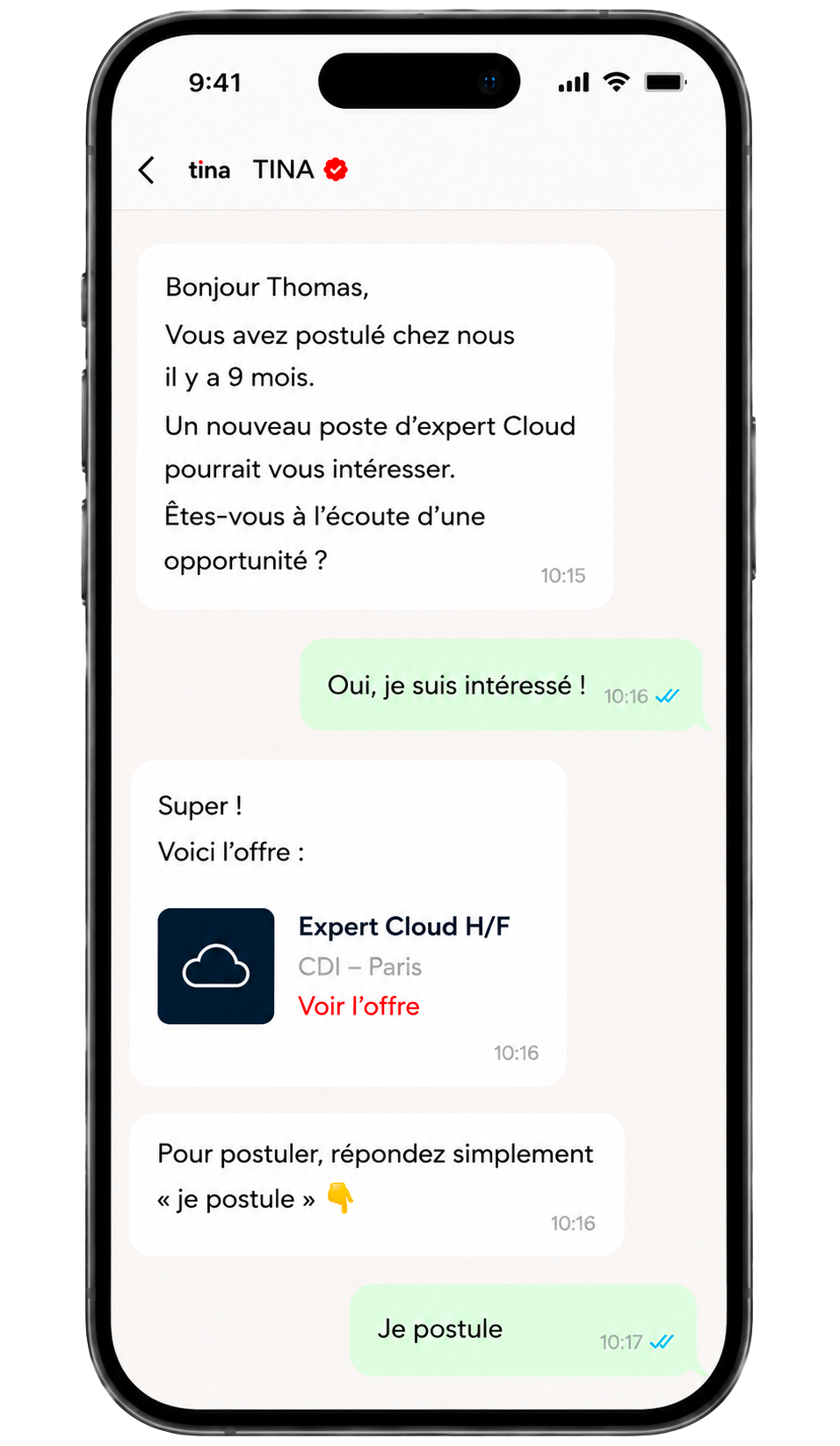 Aperçu de Tina Autopilot activant automatiquement le vivier candidat